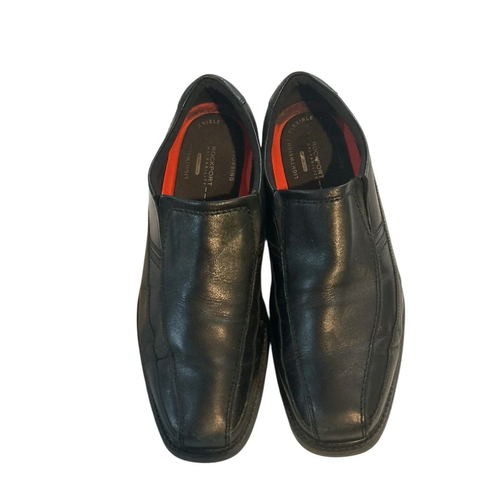 Rockport Men's 13W Black Leather Slip-On Loafers Dress Shoes Comfort Walkability